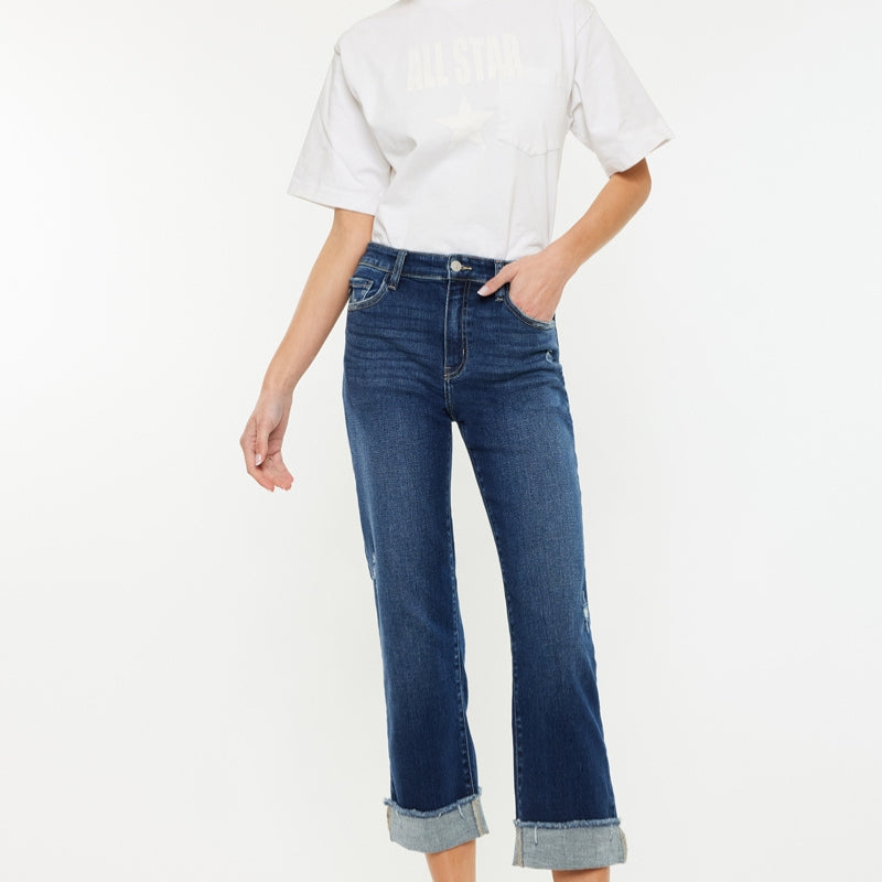 Irma Essentials High Rise Cropped Straight Leg Jeans - Official Kancan USA