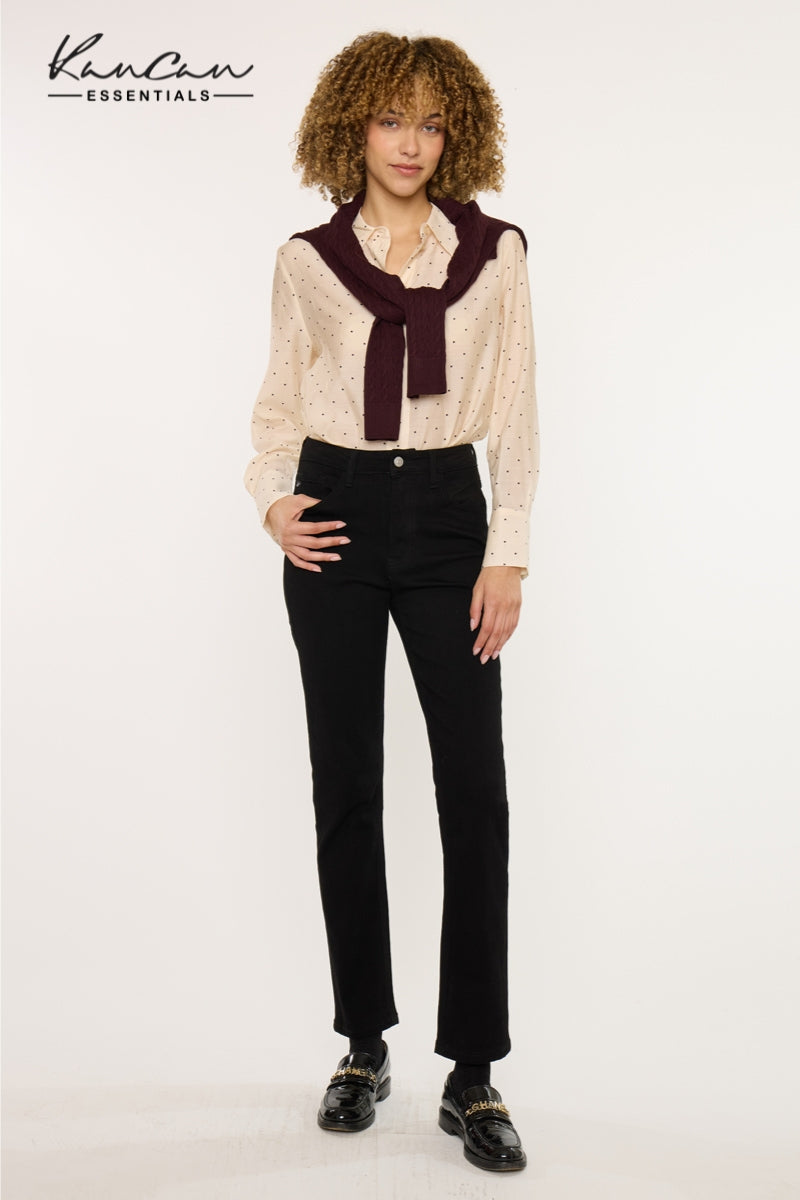Estelle Essentials High Rise Slim Straight Leg Jeans - Official Kancan USA