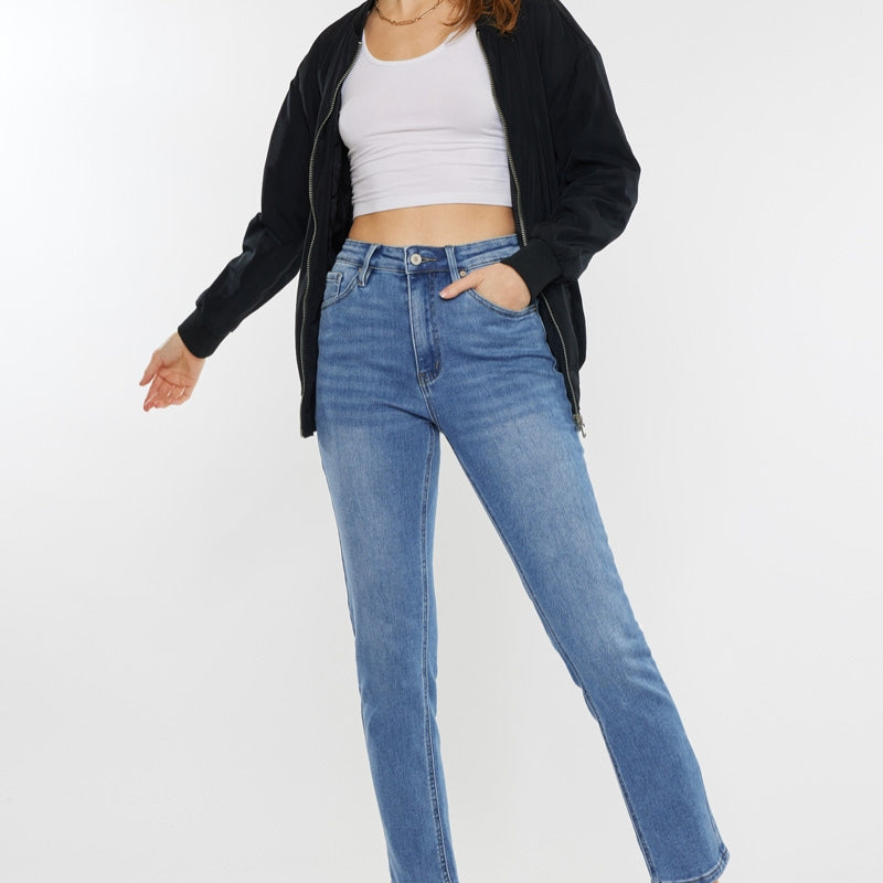 Adaline Essentials High Rise Slim Straight Leg  Jeans - Official Kancan USA