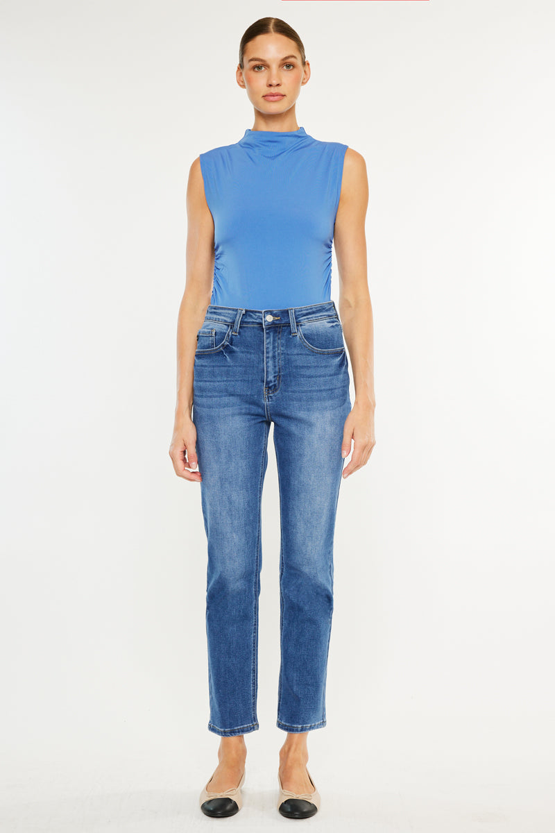 Adaline High Rise Slim Straight Jeans – Stretch Fit – Kancan USA