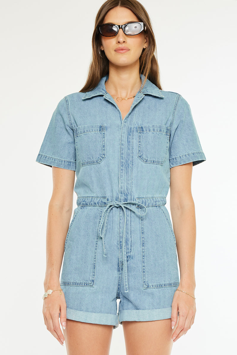 Mailene Sleeves Denim Romper - Official Kancan USA