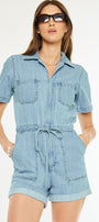 Mailene Sleeves Denim Romper - Official Kancan USA