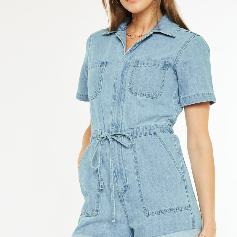 Mailene Sleeves Denim Romper - Official Kancan USA