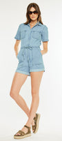 Mailene Sleeves Denim Romper - Official Kancan USA