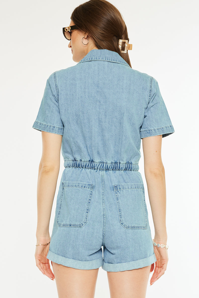 Mailene Sleeves Denim Romper - Official Kancan USA