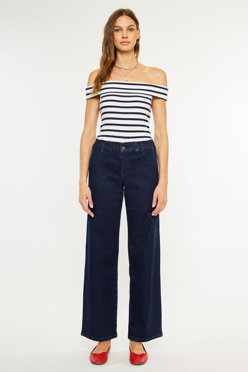 Kayla High Rise Trouser Wide Leg Jeans - Official Kancan USA