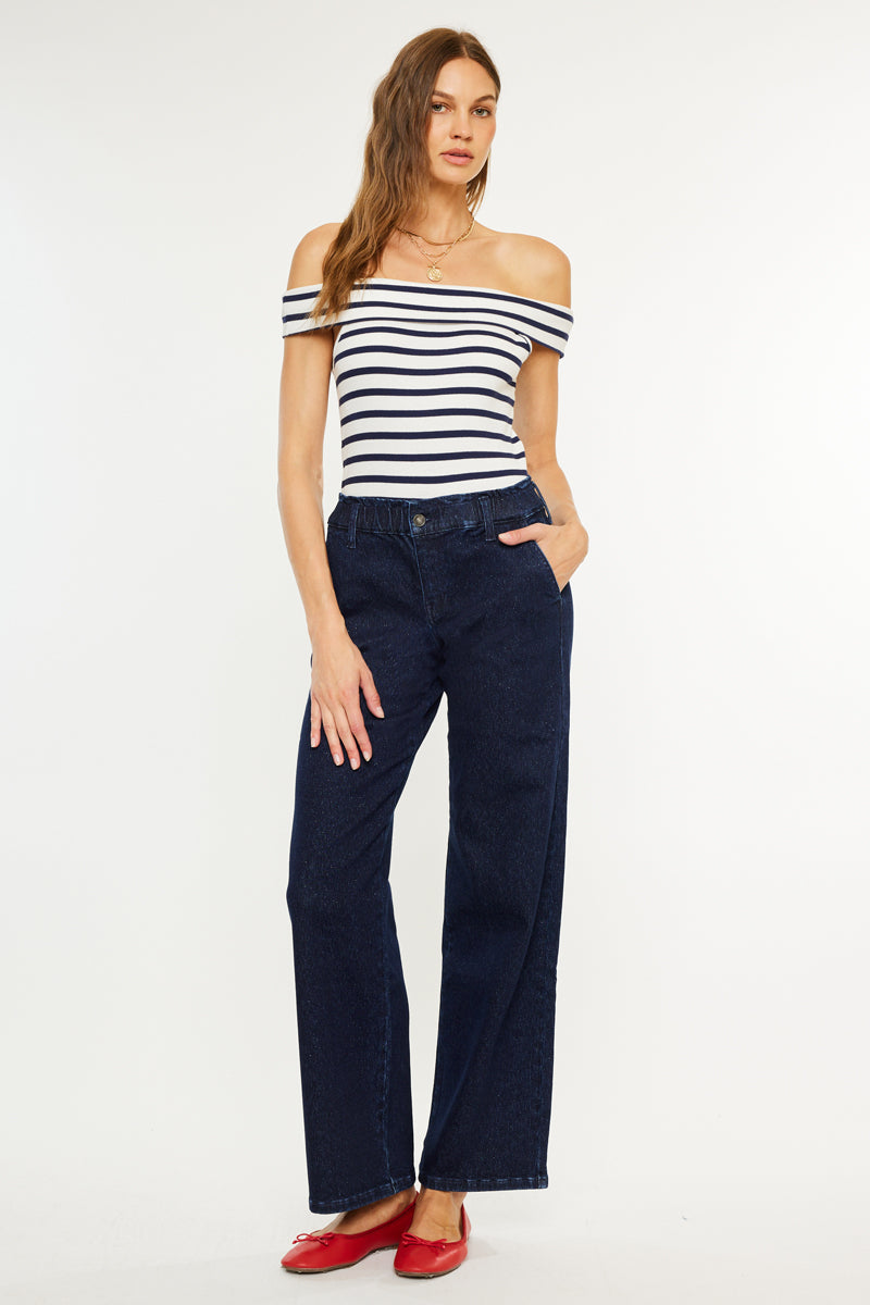 Kayla High Rise Trouser Wide Leg Jeans - Official Kancan USA