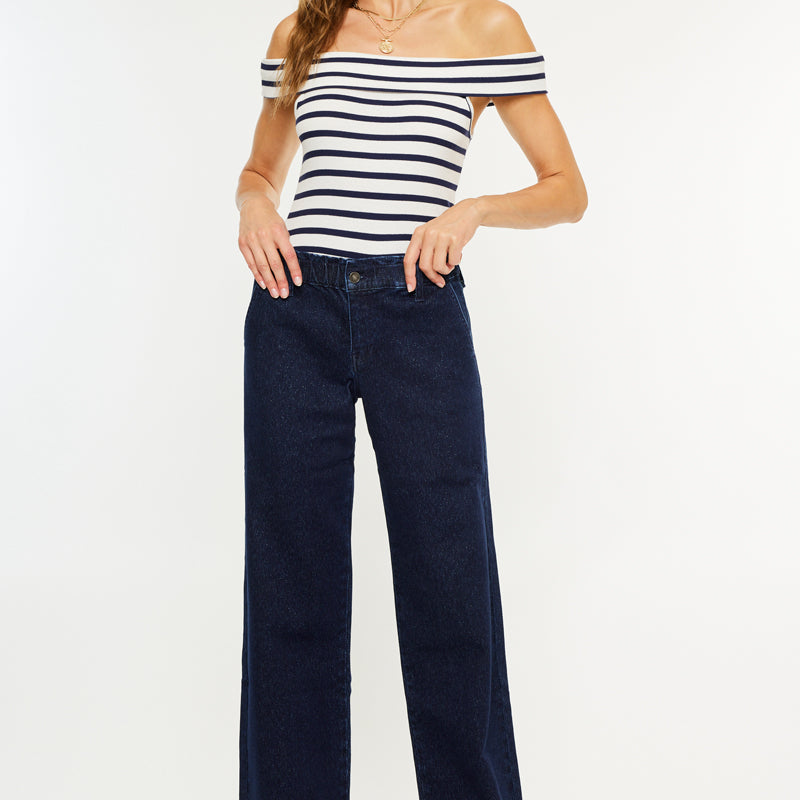 Kayla High Rise Trouser Wide Leg Jeans - Official Kancan USA