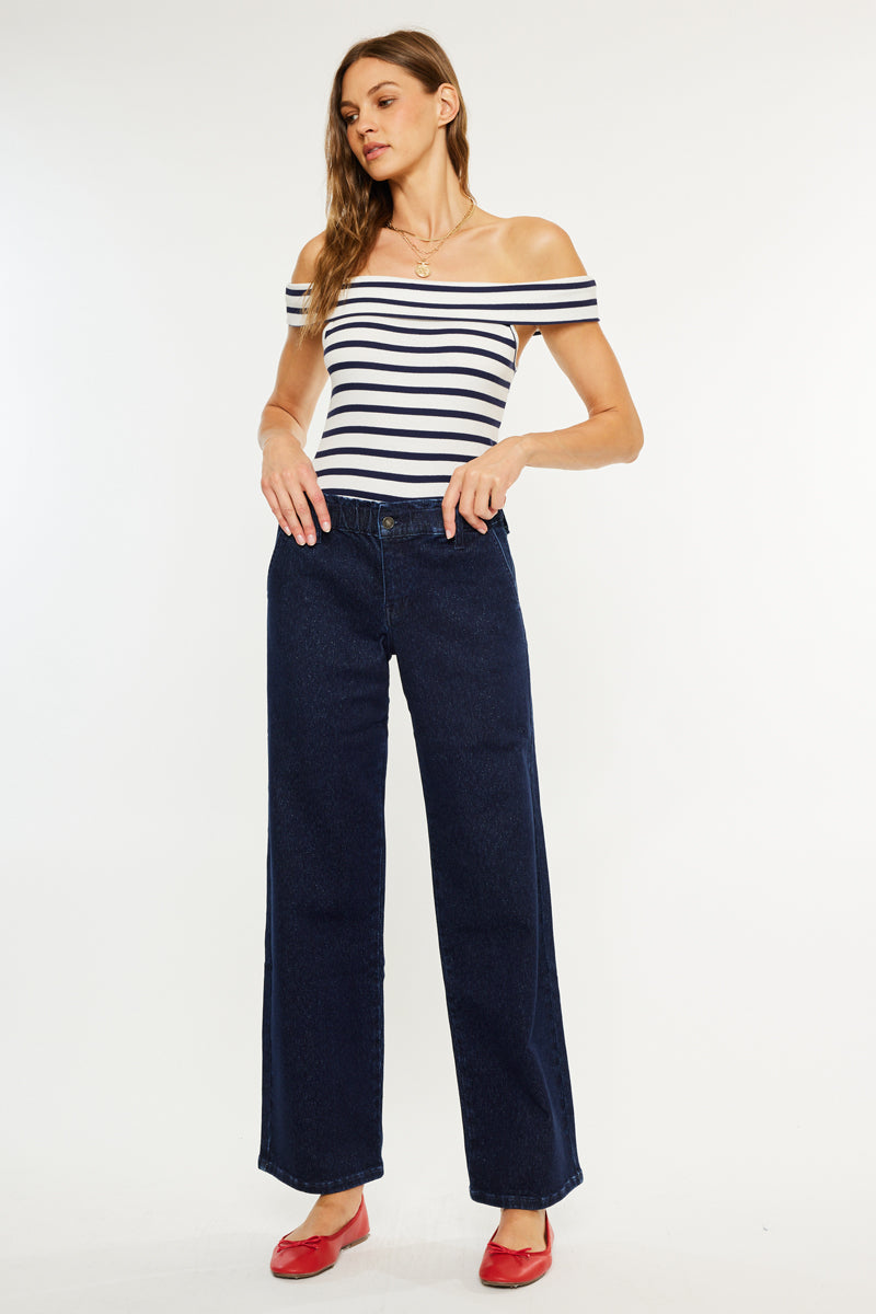 Kayla High Rise Trouser Wide Leg Jeans - Official Kancan USA
