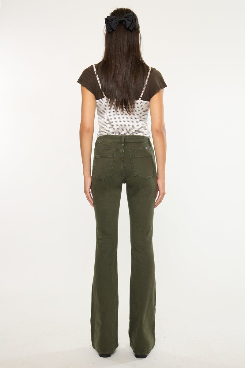 Olive High Rise Flare Jeans - Official Kancan USA