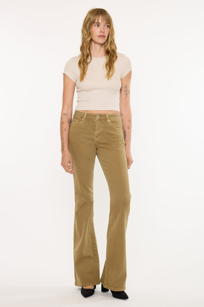 Olive High Rise Flare - Official Kancan USA
