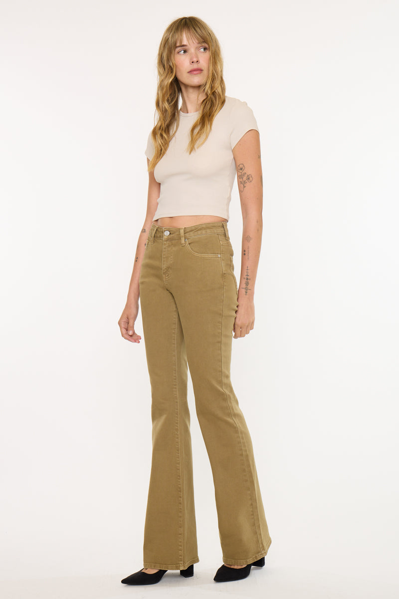 Olive High Rise Flare - Official Kancan USA