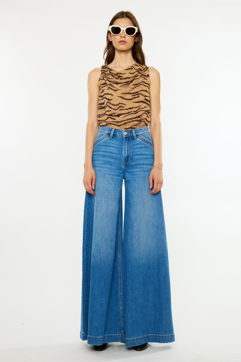 Claudine Mid Rise Wide Trouser