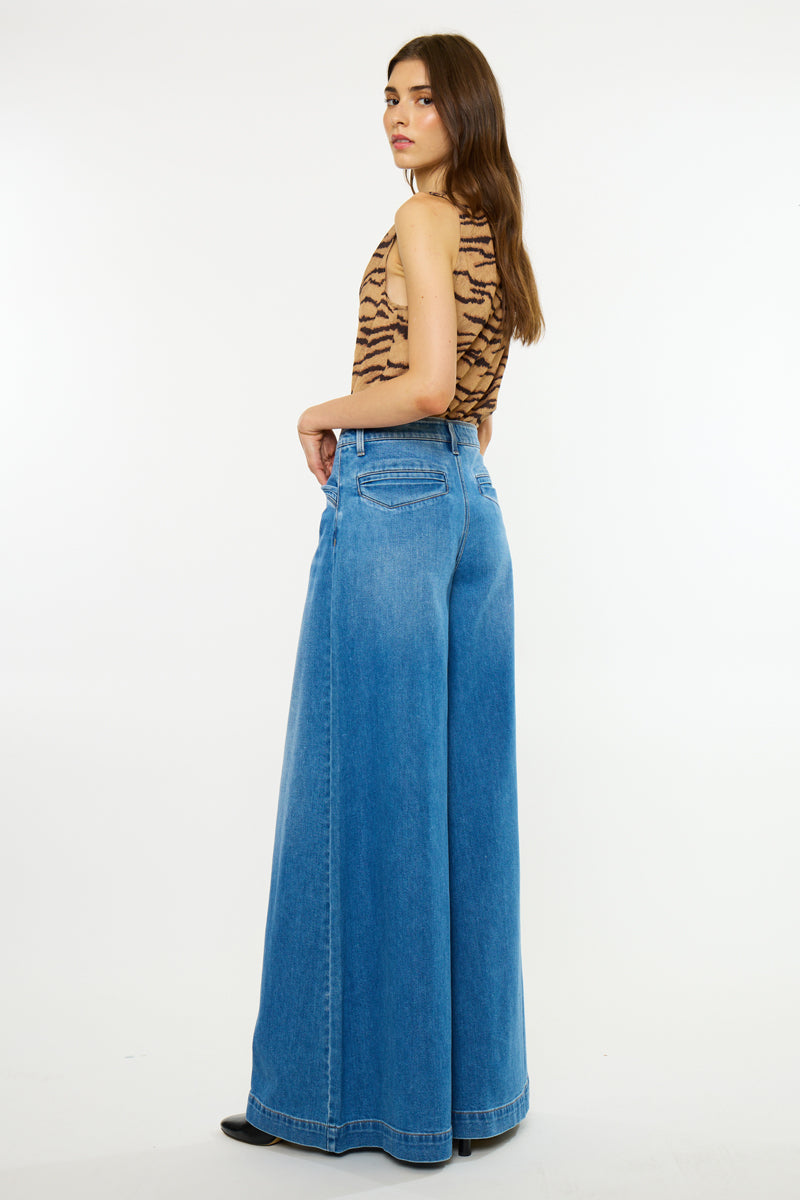 Claudine Mid Rise Wide Trouser