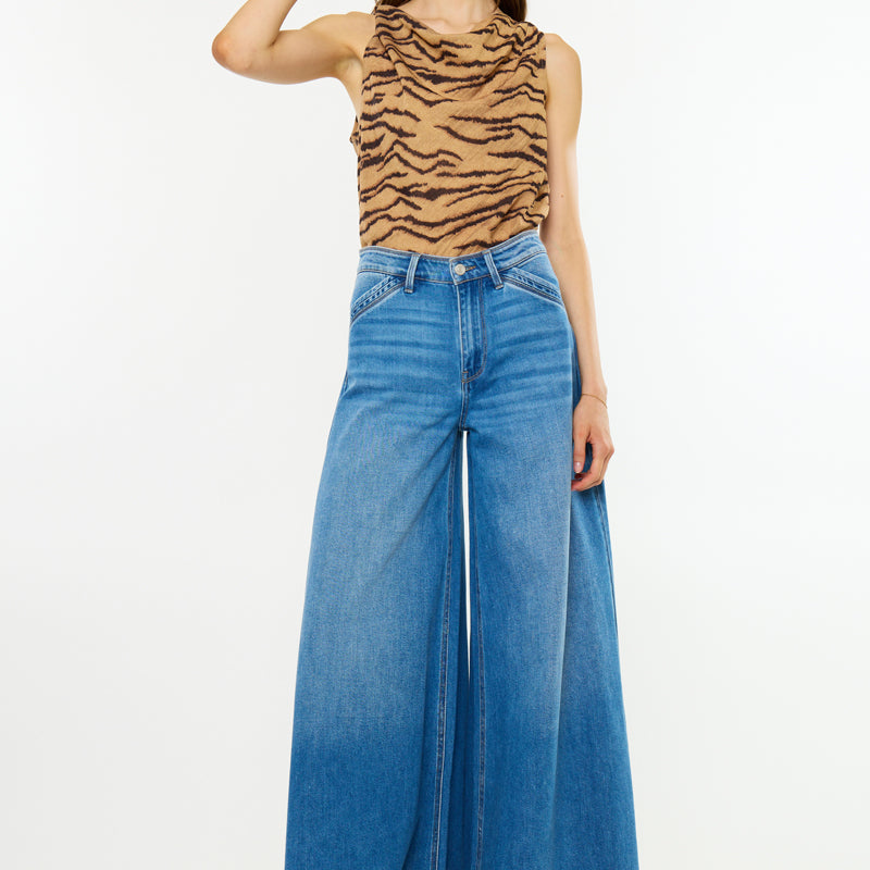 Claudine Mid Rise Wide Trouser