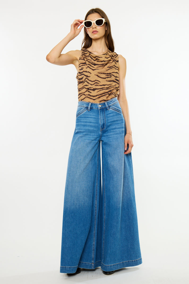 Claudine Mid Rise Wide Trouser
