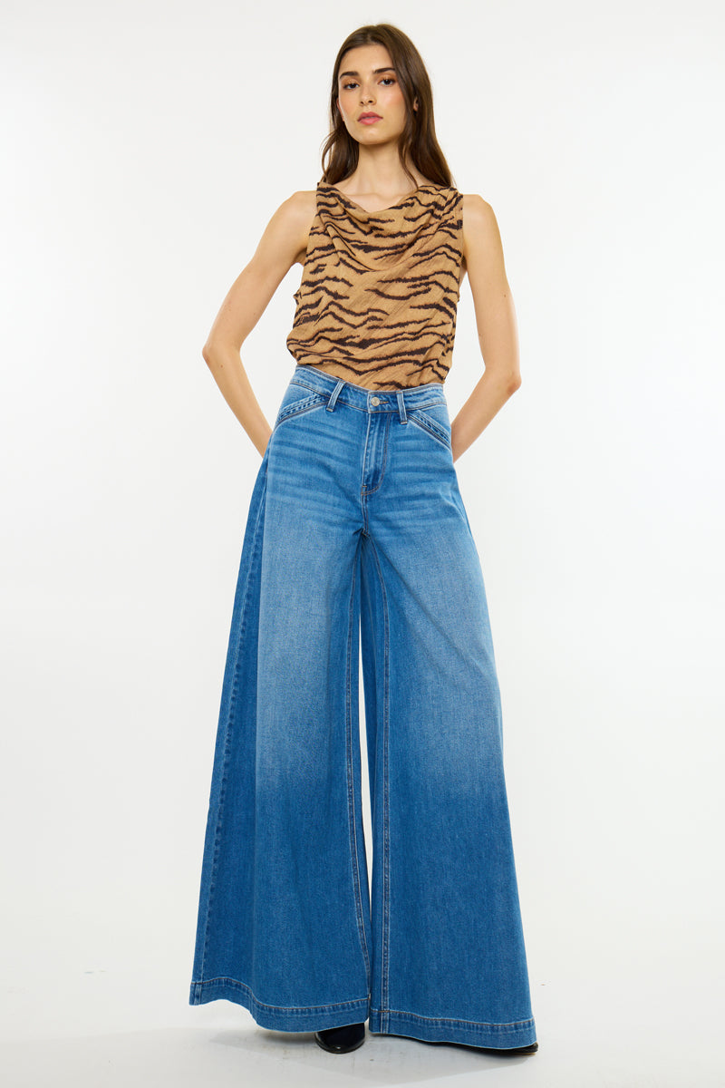 Claudine Mid Rise Wide Trouser
