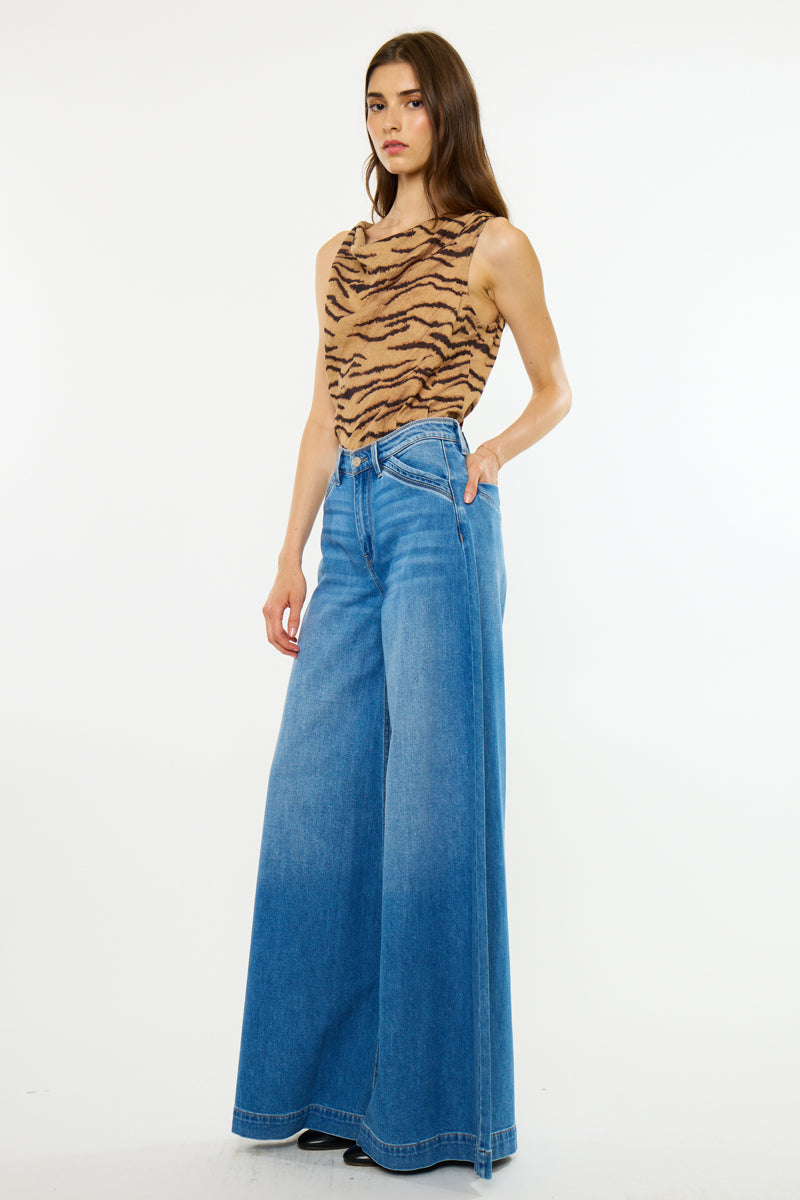 Claudine Mid Rise Wide Trouser