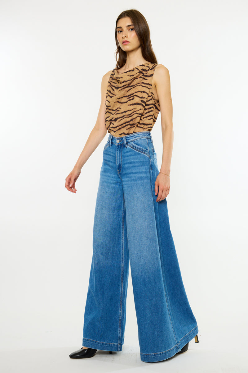 Claudine Mid Rise Wide Trouser