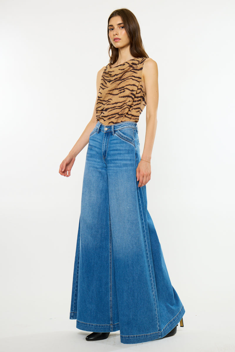 Claudine Mid Rise Wide Trouser