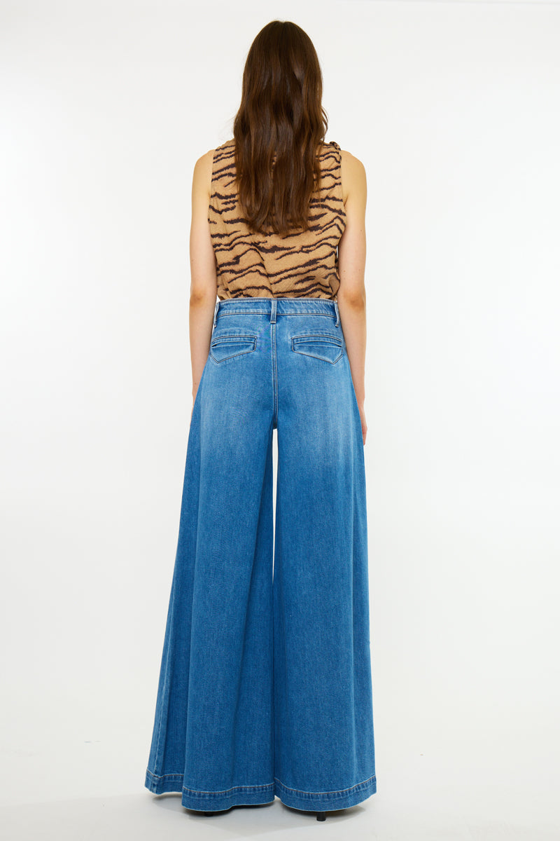 Claudine Mid Rise Wide Trouser