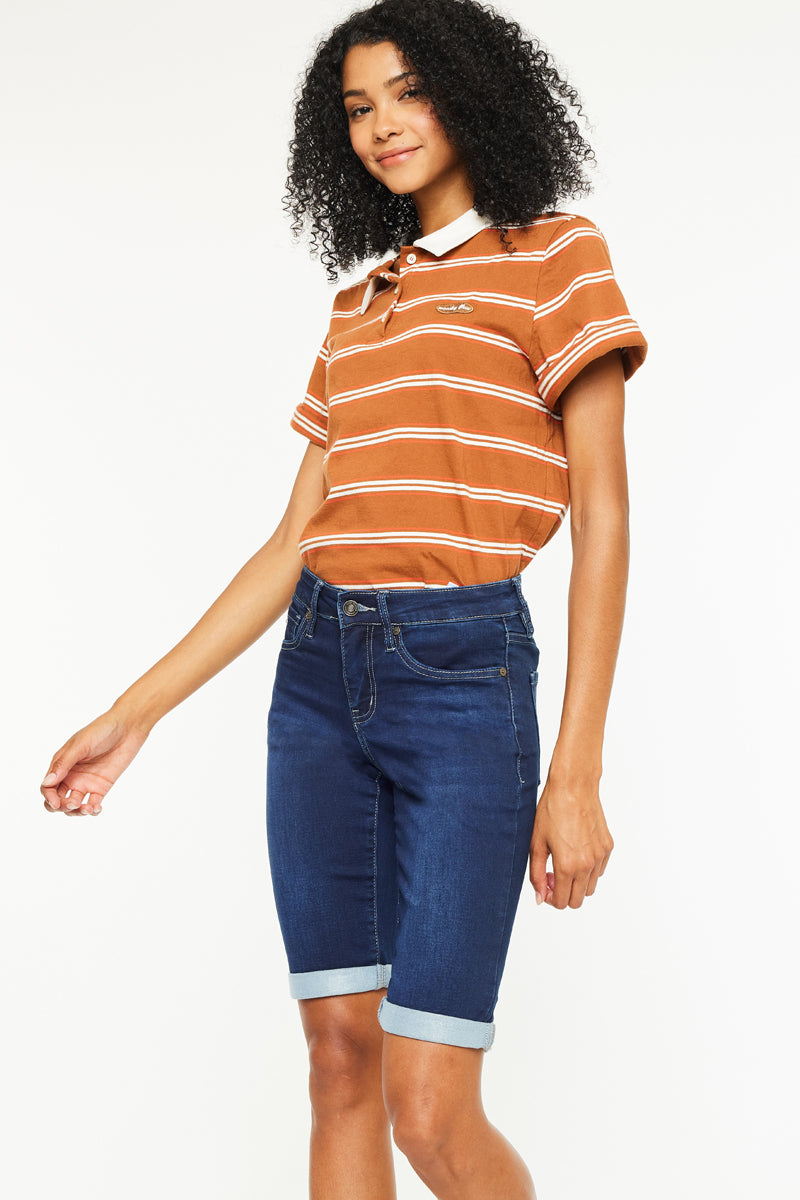 Blanco Mid Rise Bermuda Shorts - Official Kancan USA