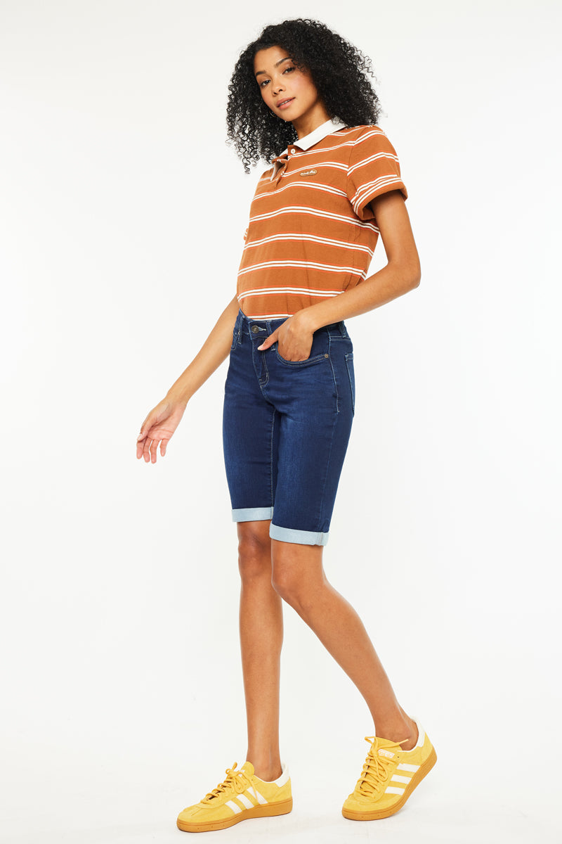 Blanco Mid Rise Bermuda Shorts - Official Kancan USA