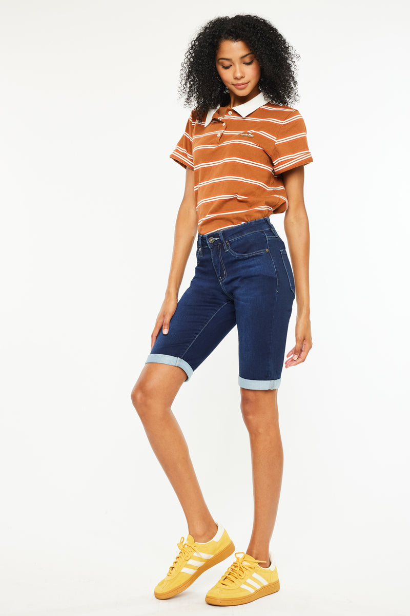 Blanco Mid Rise Bermuda Shorts - Official Kancan USA