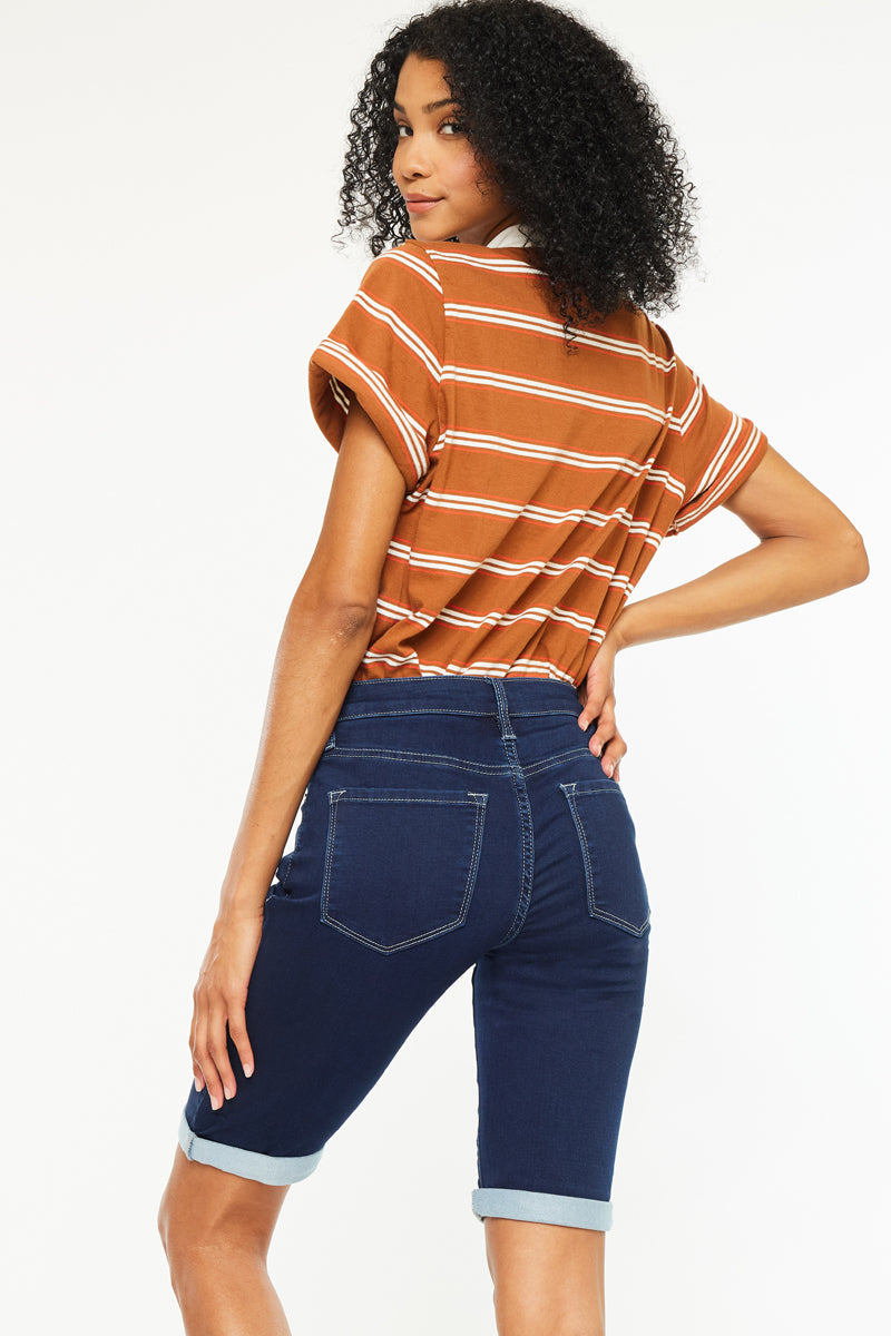 Blanco Mid Rise Bermuda Shorts - Official Kancan USA