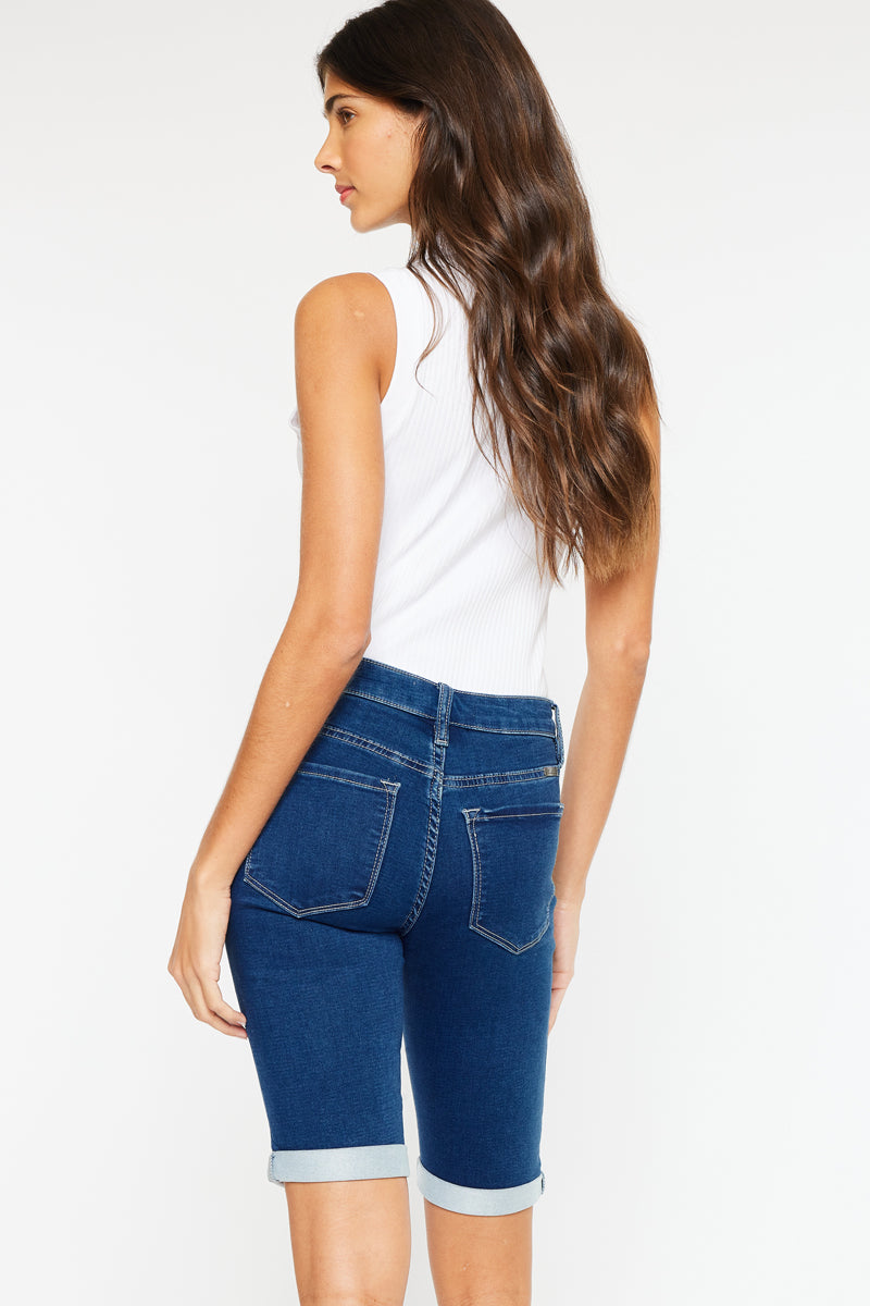 Kancan Mid Rise Bermuda Denim Shorts