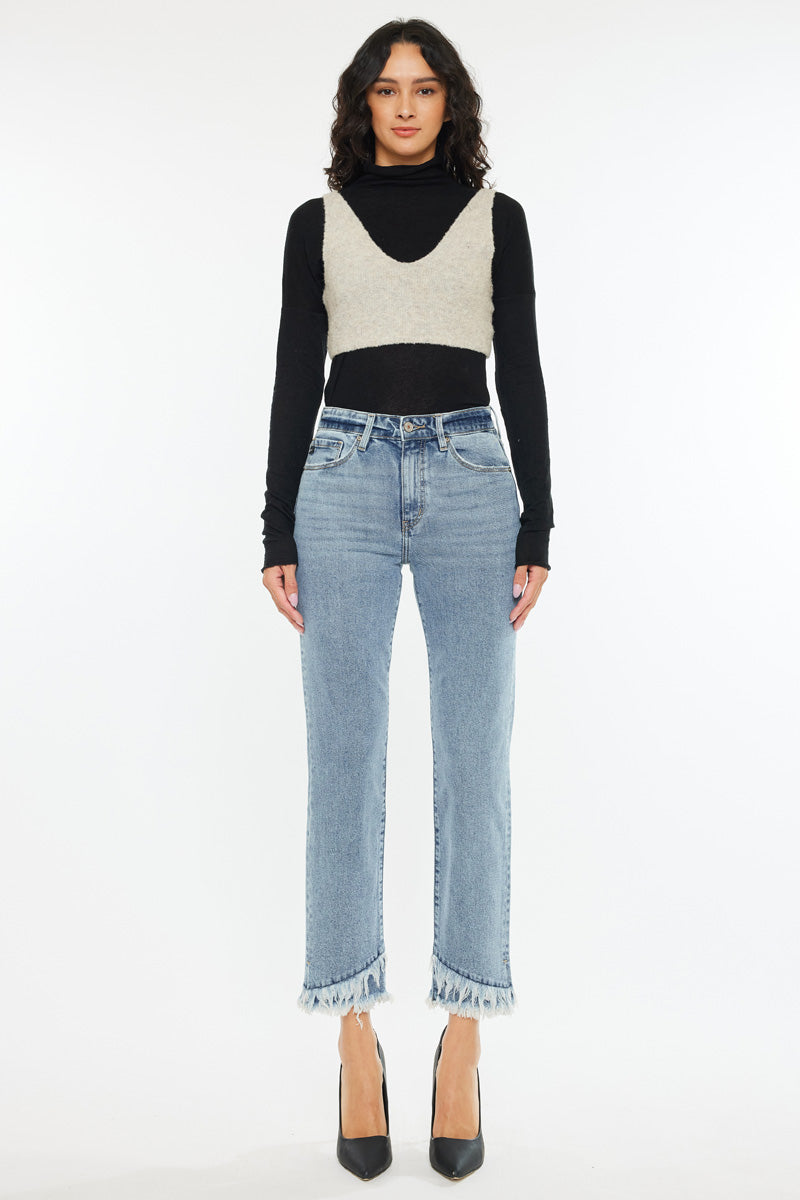 Clover High Rise Straight Fit Leg Jeans - Official Kancan USA