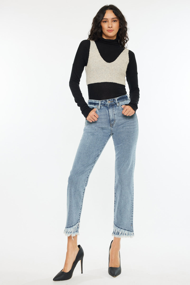 Clover High Rise Straight Fit Leg Jeans - Official Kancan USA