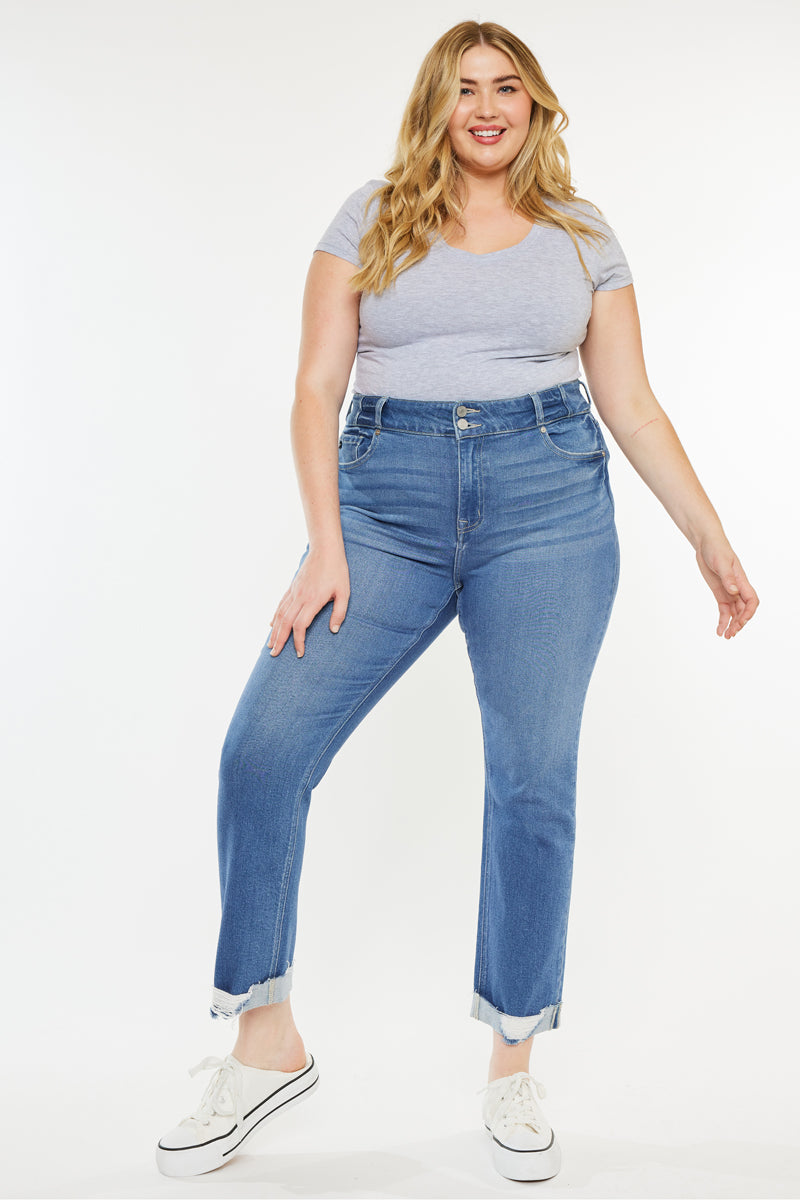 Esme Essentials High Rise Slim Straight Leg Jeans (Plus Size) - Official Kancan USA