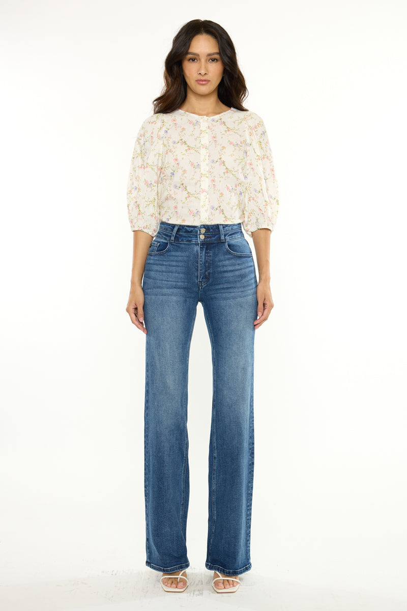 Avonlea High Rise Wide Flare Jeans – Stretch Denim - Official Kancan USA