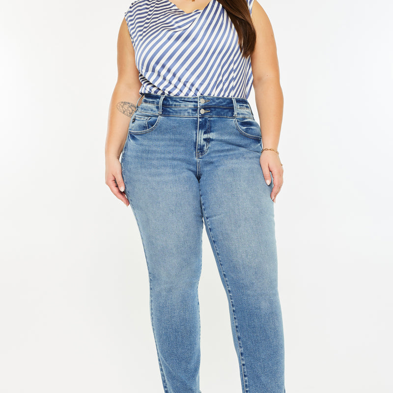 Irina High Rise Slim Straight Leg Jeans (Plus Size) - Official Kancan USA