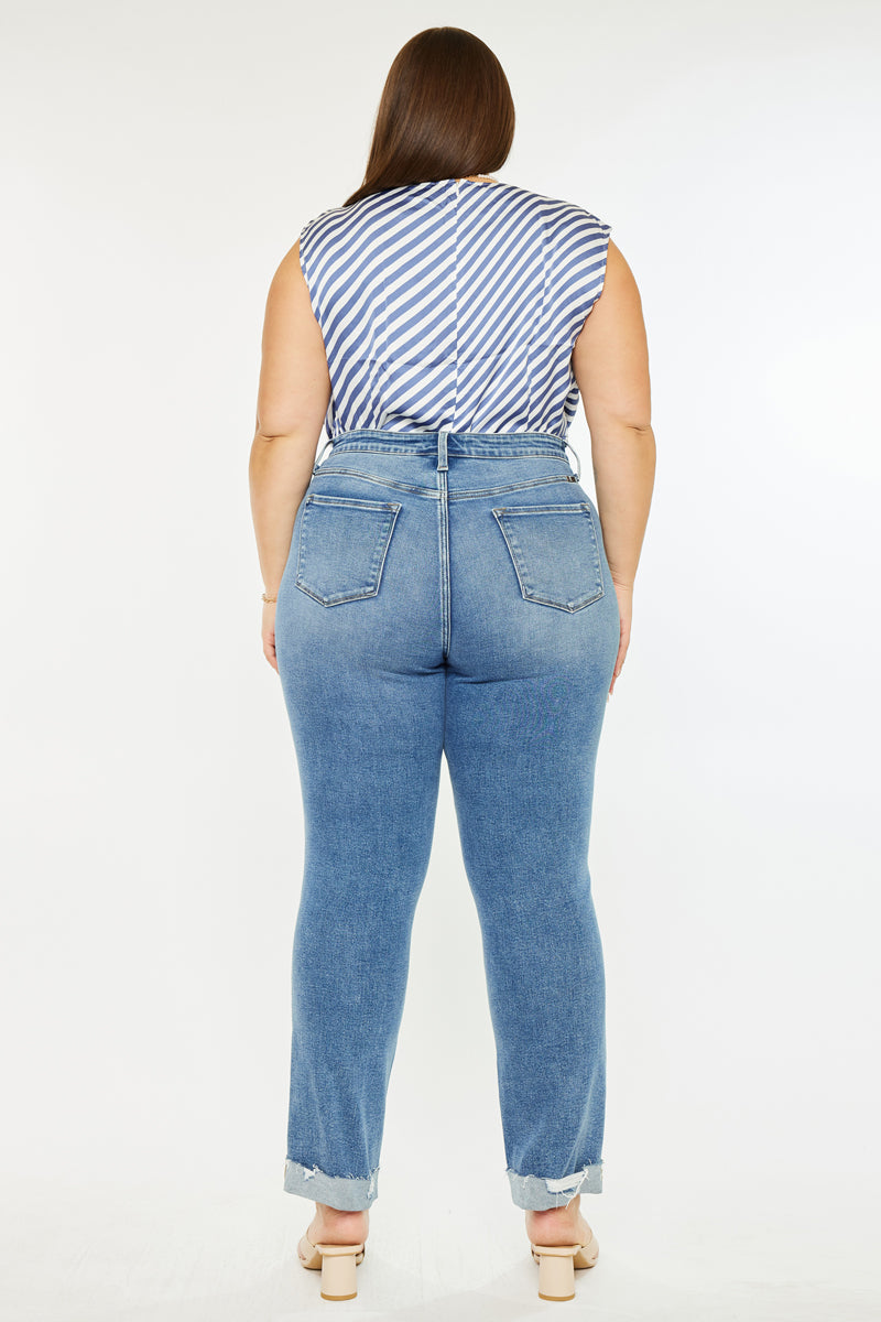 Irina High Rise Slim Straight Leg Jeans (Plus Size) - Official Kancan USA