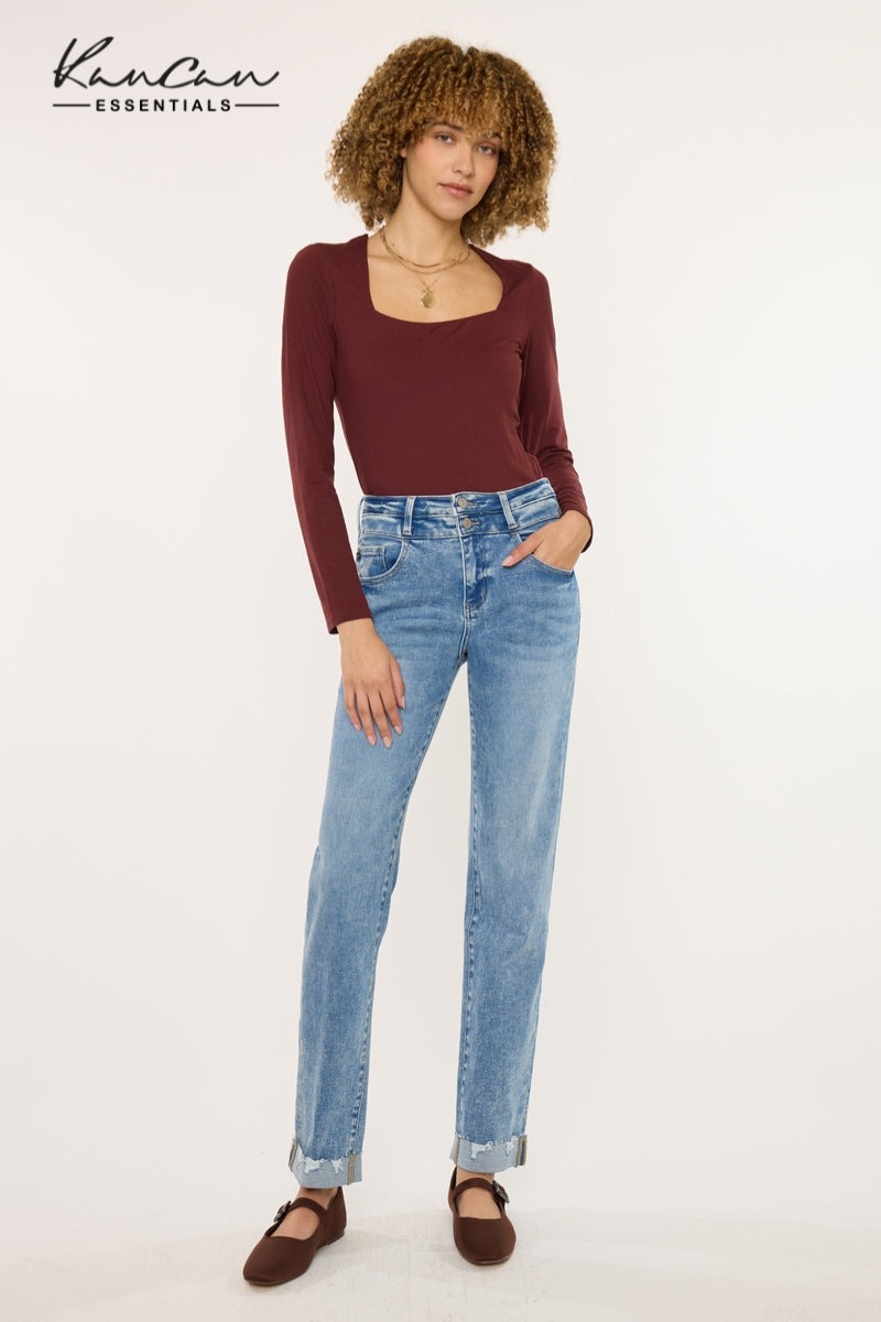 Kianna Essentials High Rise Slim Straight Leg Jeans