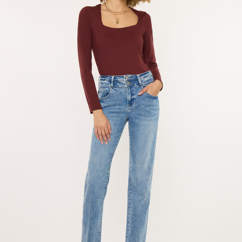 Kianna Essentials High Rise Slim Straight Leg Jeans - Official Kancan USA