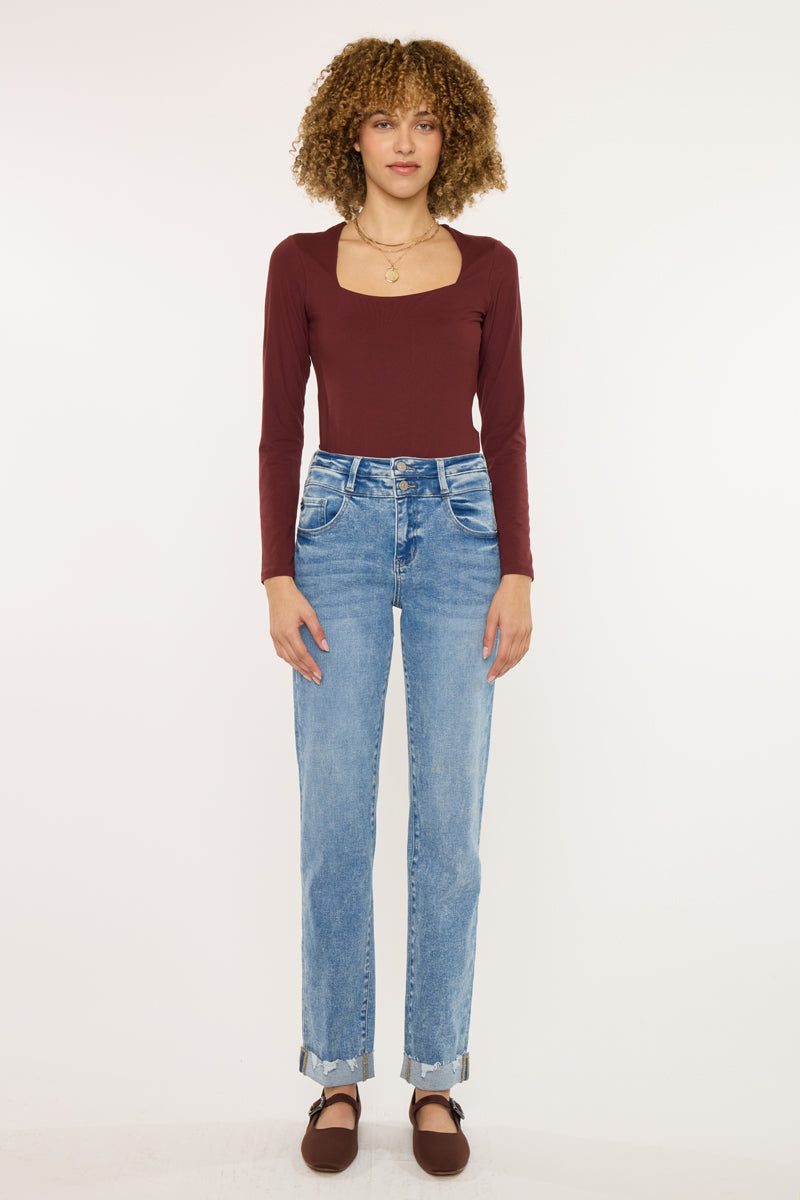 Kianna Essentials High Rise Slim Straight Leg Jeans - Official Kancan USA