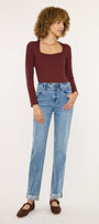 Kianna Essentials High Rise Slim Straight Leg Jeans - Official Kancan USA