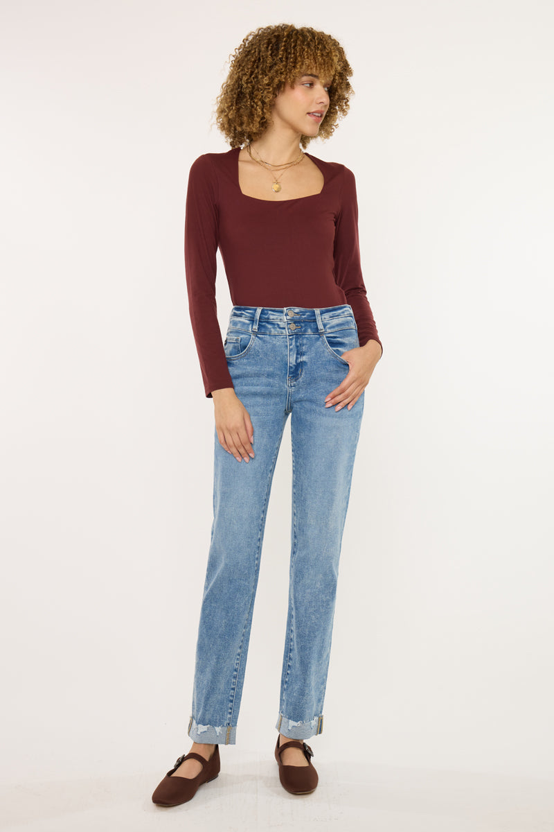 Kianna Essentials High Rise Slim Straight Leg Jeans - Official Kancan USA