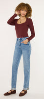 Kianna Essentials High Rise Slim Straight Leg Jeans - Official Kancan USA