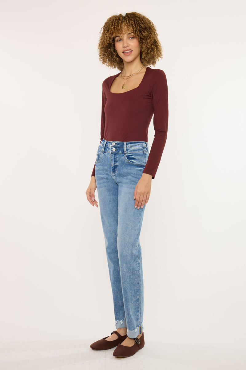 Kianna Essentials High Rise Slim Straight Leg Jeans - Official Kancan USA