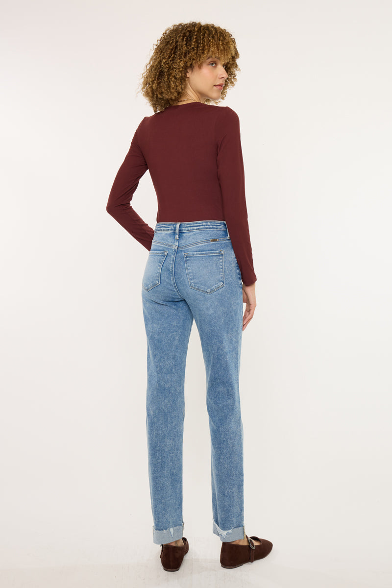 Kianna Essentials High Rise Slim Straight Leg Jeans