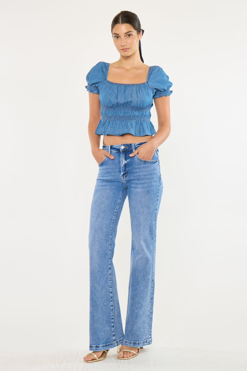 High Rise Wide Flare Jeans – Avonlea Essentials Fit – Kancan USA