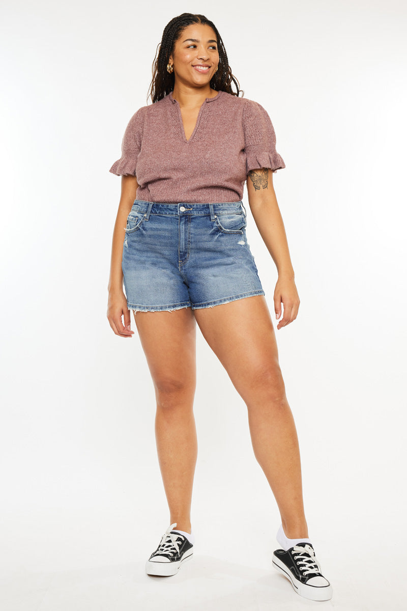 Phyllis High Rise Mom Shorts (Plus Size) | Kancan USA
