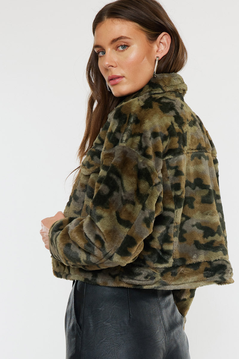Jax Faux Fur Camo Jacket – Kancan USA