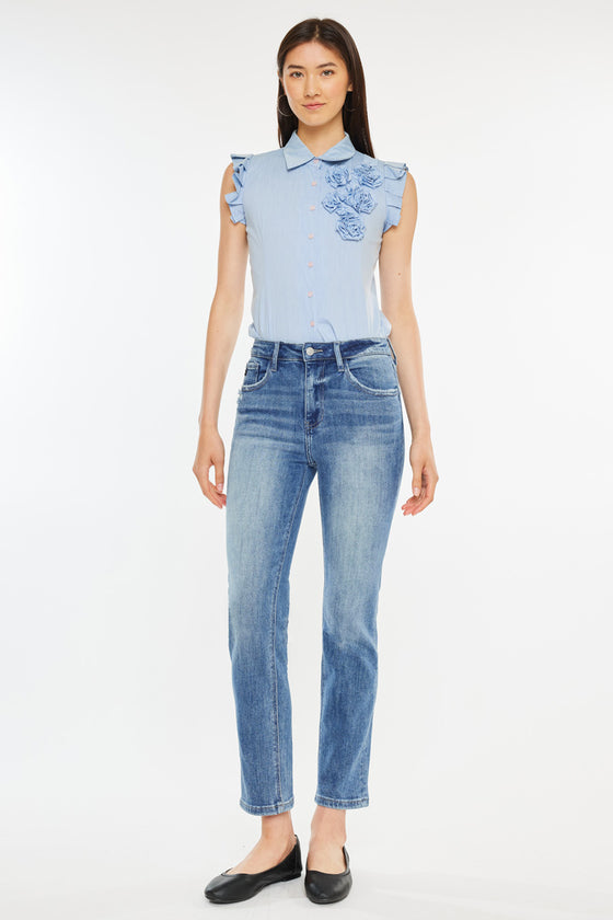 Maddy High Rise Slim Straight Leg Jeans - Official Kancan USA