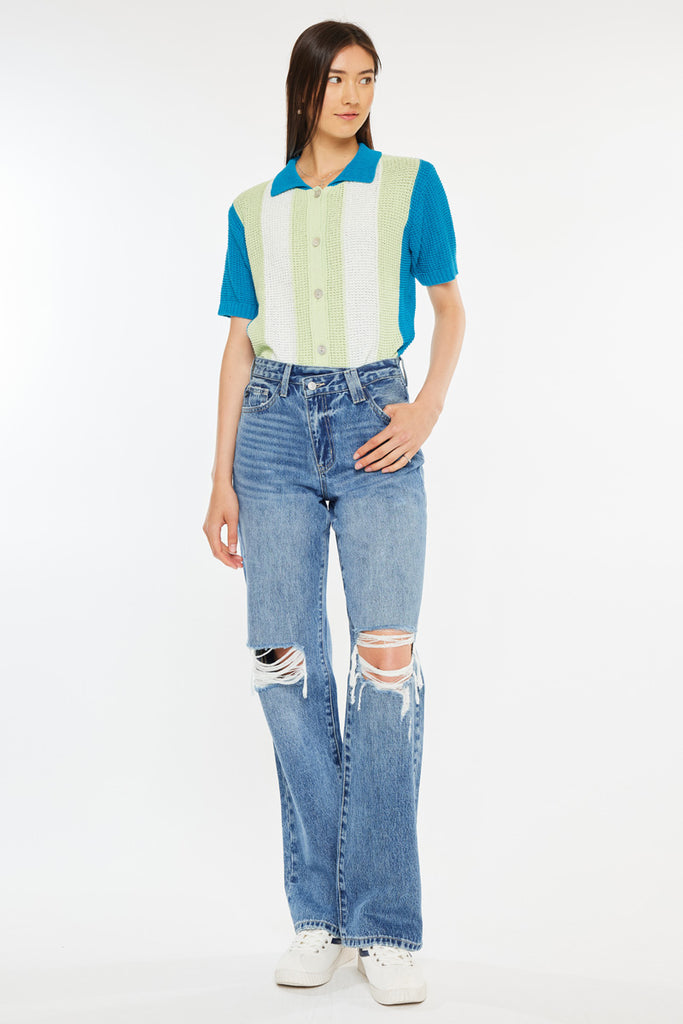 Debra High Rise 90's Criss Cross Straight Jeans | Kancan USA