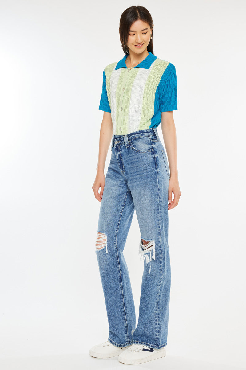 Debra High Rise 90's Criss Cross Straight Jeans – Kancan USA